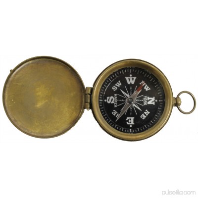 BRASS POCKET COMPASS W/ COVER - Antique Finish - SCOUT